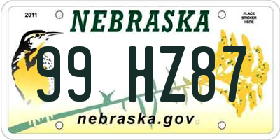 NE license plate 99HZ87