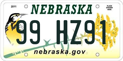 NE license plate 99HZ91