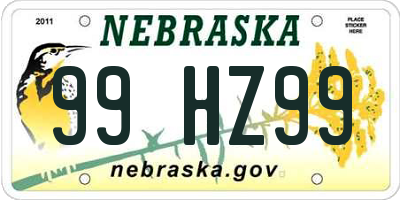 NE license plate 99HZ99