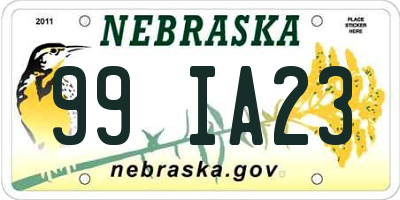 NE license plate 99IA23