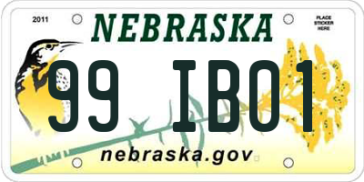 NE license plate 99IB01