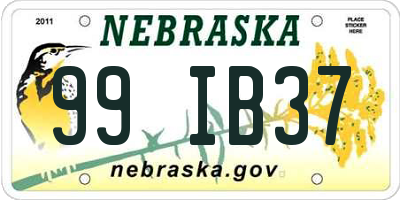 NE license plate 99IB37