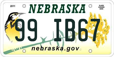 NE license plate 99IB67