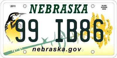 NE license plate 99IB86