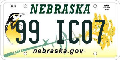 NE license plate 99IC07