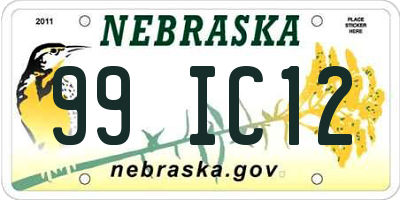 NE license plate 99IC12