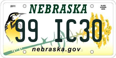 NE license plate 99IC30