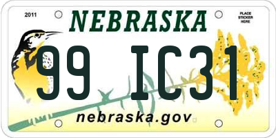 NE license plate 99IC31