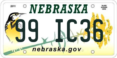 NE license plate 99IC36