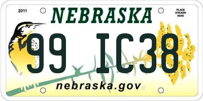 NE license plate 99IC38