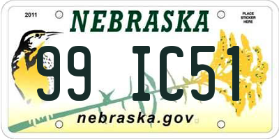 NE license plate 99IC51