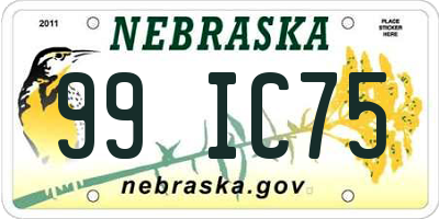 NE license plate 99IC75