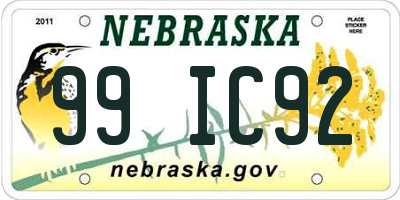 NE license plate 99IC92