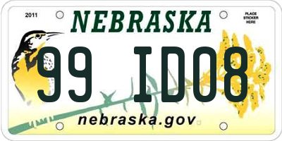 NE license plate 99ID08