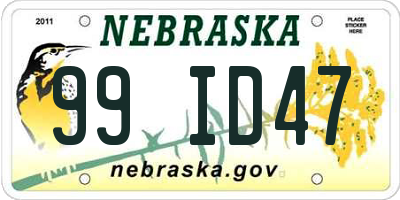 NE license plate 99ID47