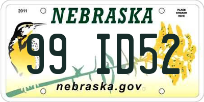 NE license plate 99ID52