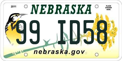 NE license plate 99ID58