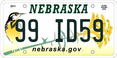 NE license plate 99ID59