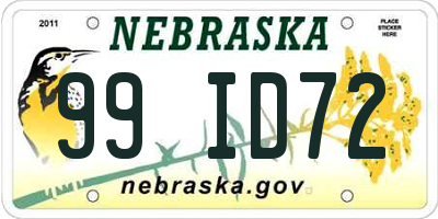 NE license plate 99ID72