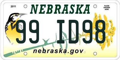 NE license plate 99ID98