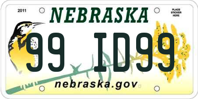 NE license plate 99ID99