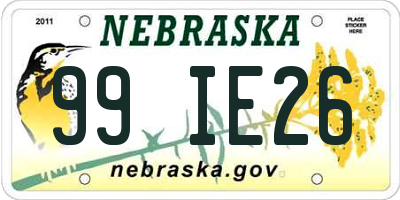 NE license plate 99IE26