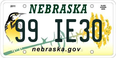 NE license plate 99IE30