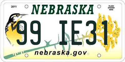 NE license plate 99IE31