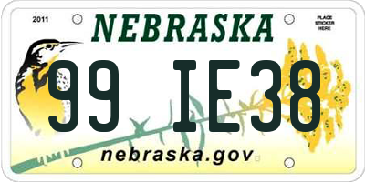 NE license plate 99IE38