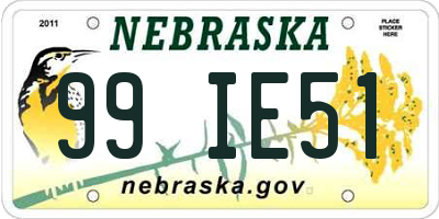 NE license plate 99IE51