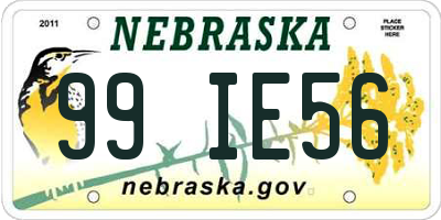 NE license plate 99IE56