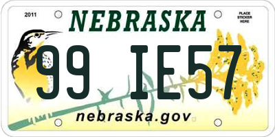 NE license plate 99IE57