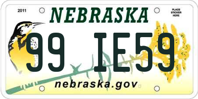 NE license plate 99IE59