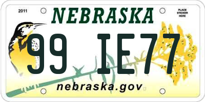 NE license plate 99IE77