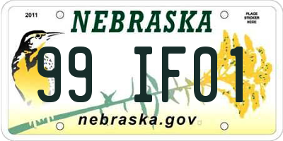 NE license plate 99IF01