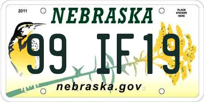 NE license plate 99IF19