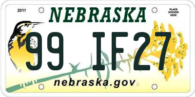 NE license plate 99IF27