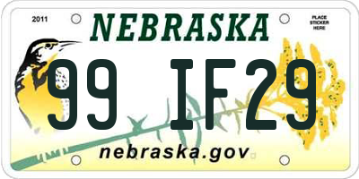 NE license plate 99IF29