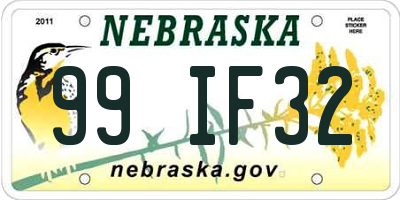 NE license plate 99IF32