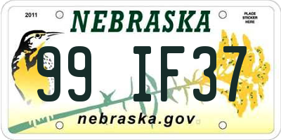 NE license plate 99IF37