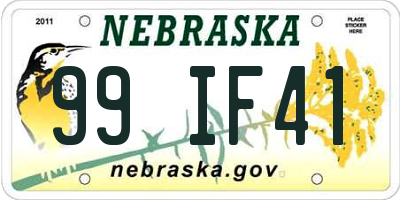 NE license plate 99IF41