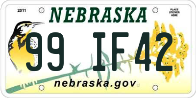 NE license plate 99IF42