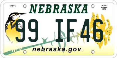 NE license plate 99IF46