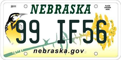 NE license plate 99IF56