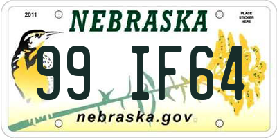 NE license plate 99IF64