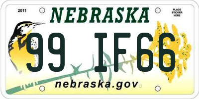 NE license plate 99IF66