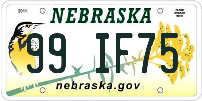 NE license plate 99IF75