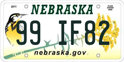 NE license plate 99IF82