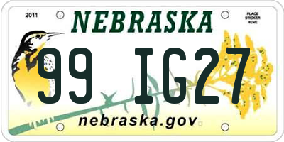 NE license plate 99IG27