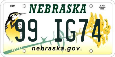 NE license plate 99IG74